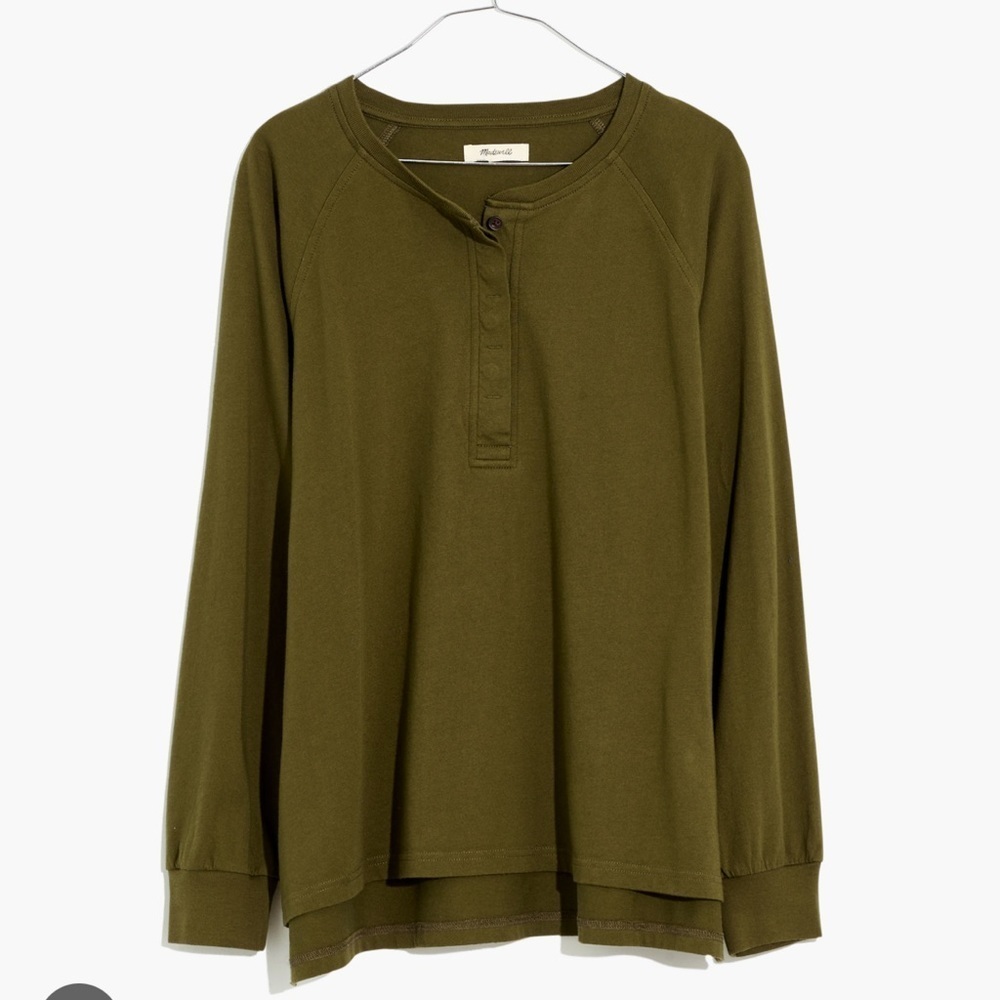 Madewell (Re)sourced Cotton Henley Relaxed Tee - Olive